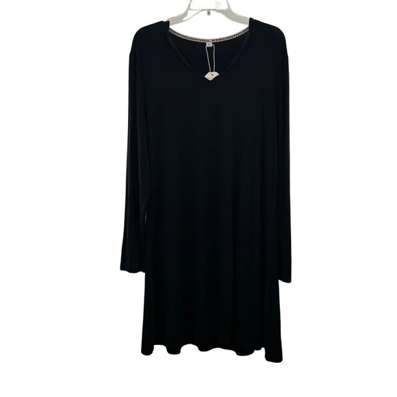 Exclusive Women's Long Sleeve Shift Dress Black Size XL New - Picture 1 of 8